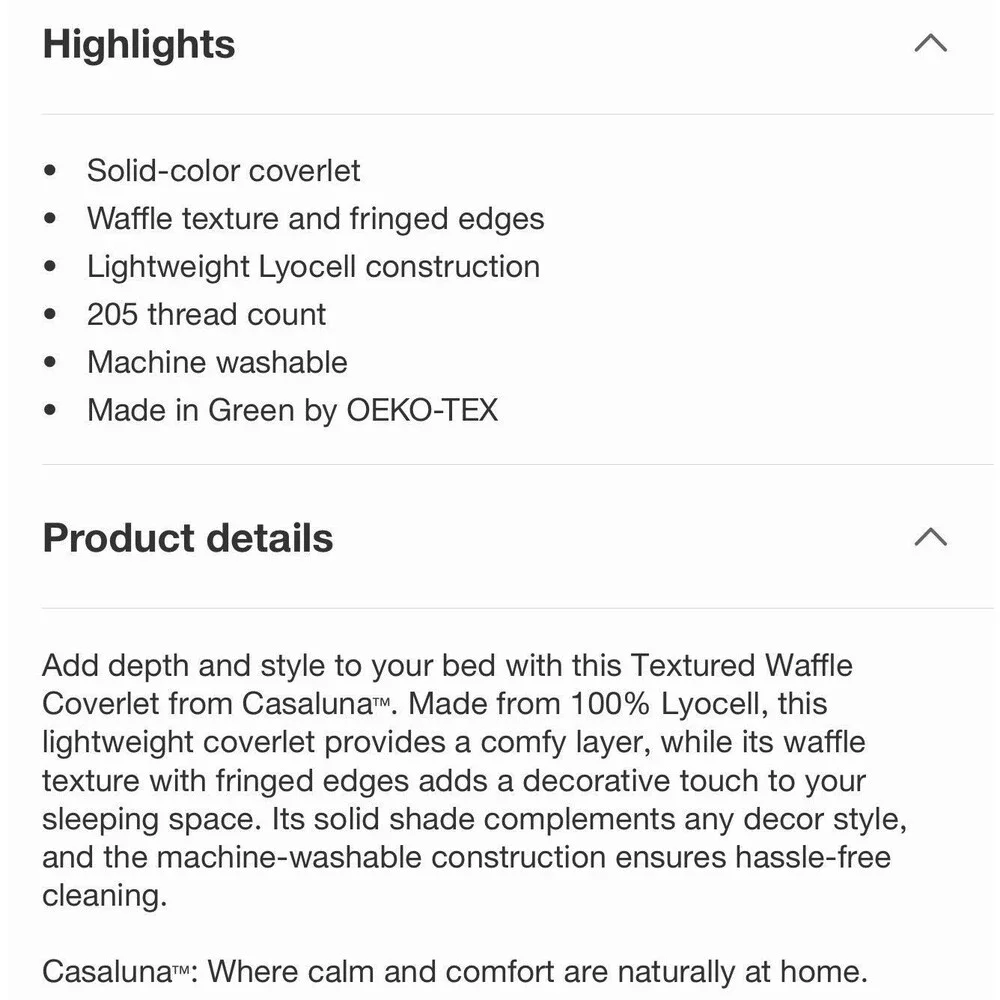 King Textured Waffle Coverlet Olive Green - Casaluna NEW